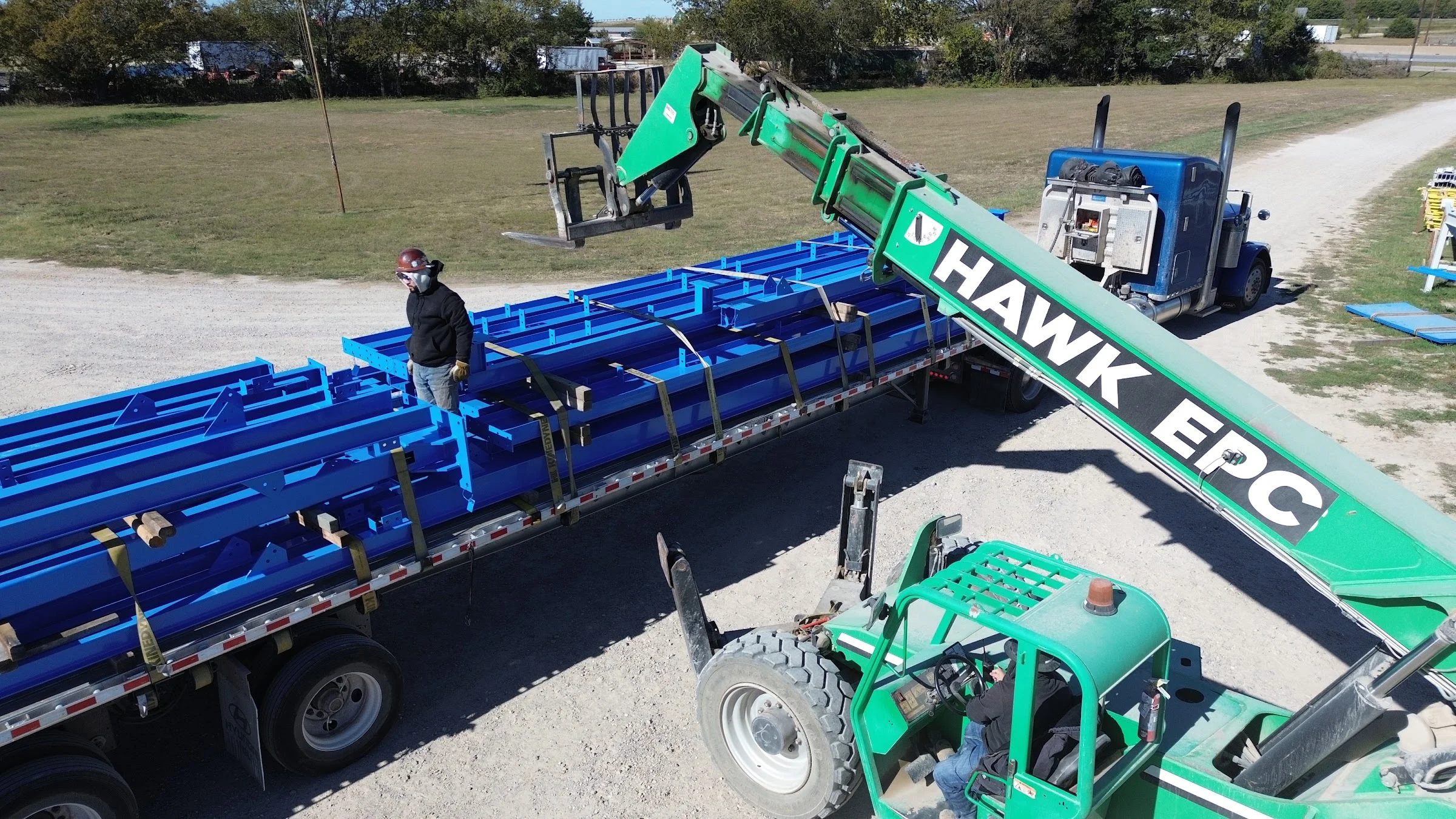 Detail shot, fabricated steel being loaded out