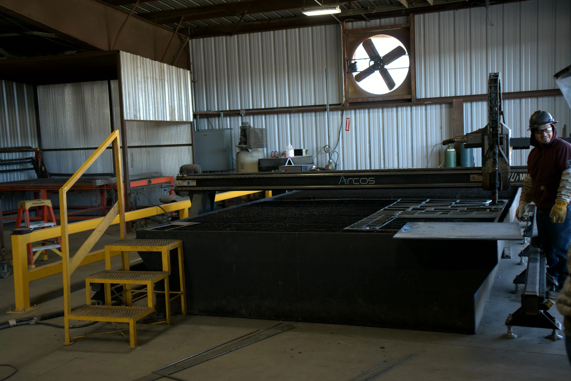 Hawk Fabrication shop floor, the CNC plasma table