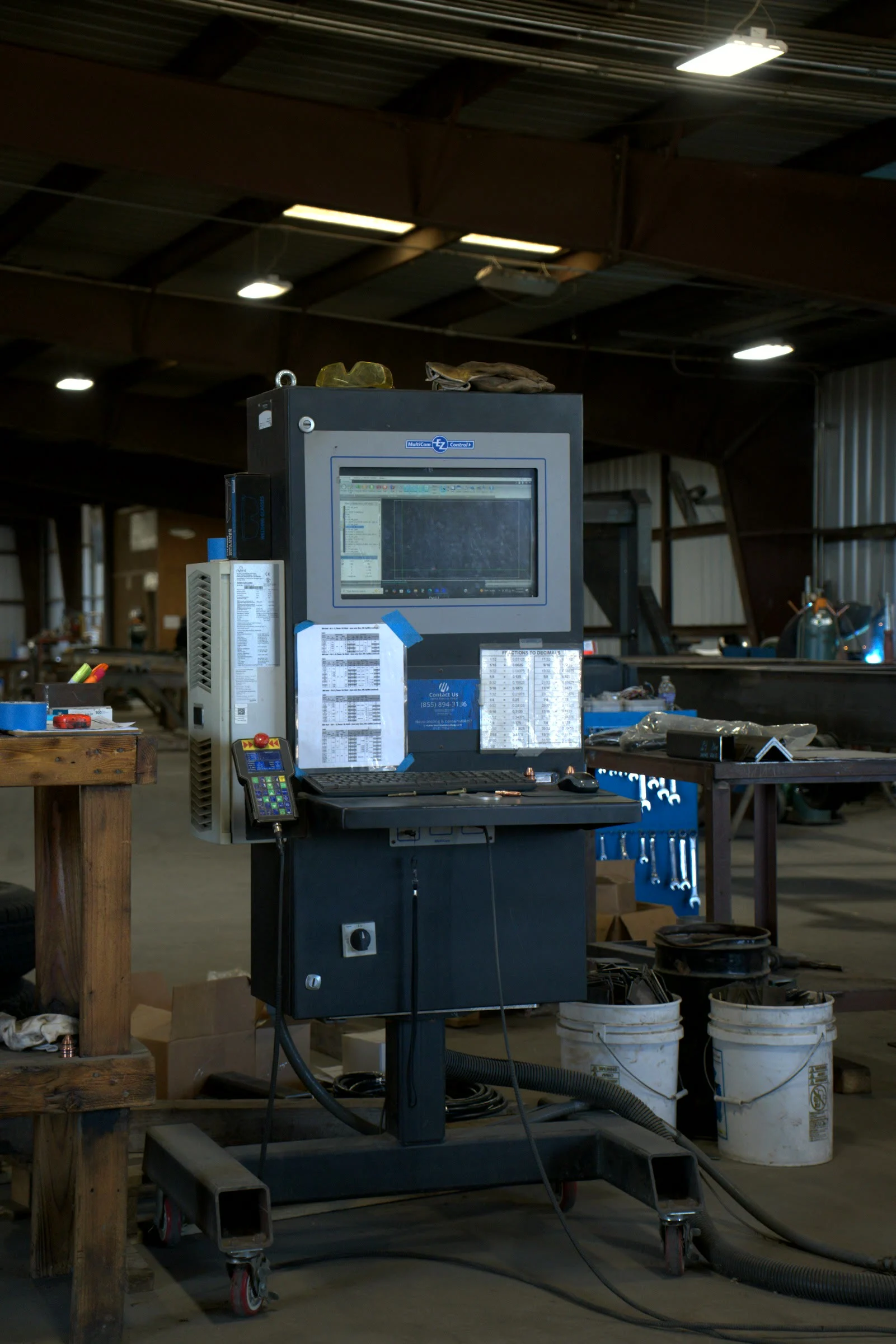 Hawk Fabrication shop floor, the CNC control screen