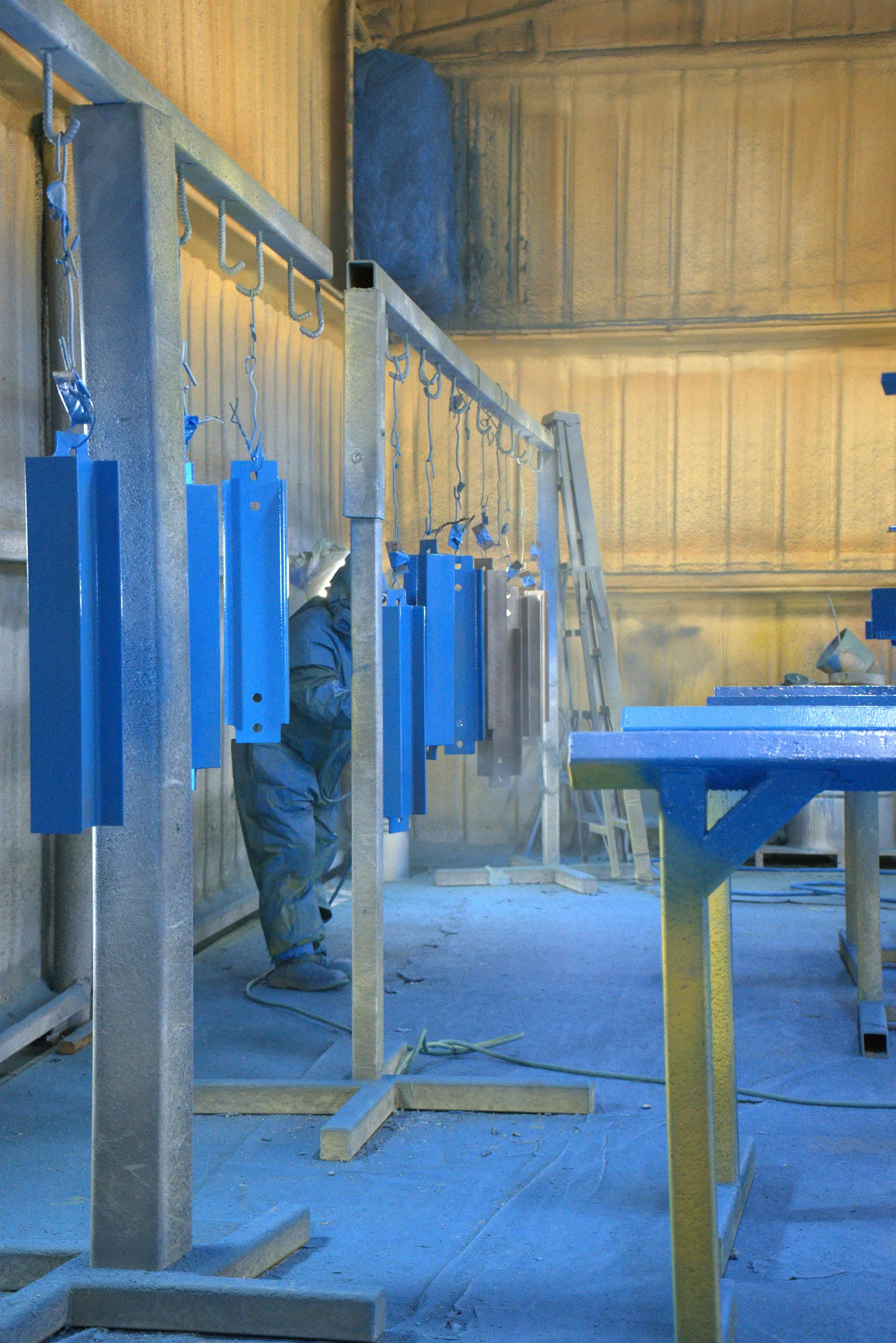 Detail shot, sandblasting and painting